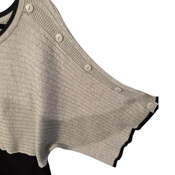 Joseph A Plus 3X Ribbed Knit Empire Waist Sweater Gray & Black Chic - Picture 3 of 6